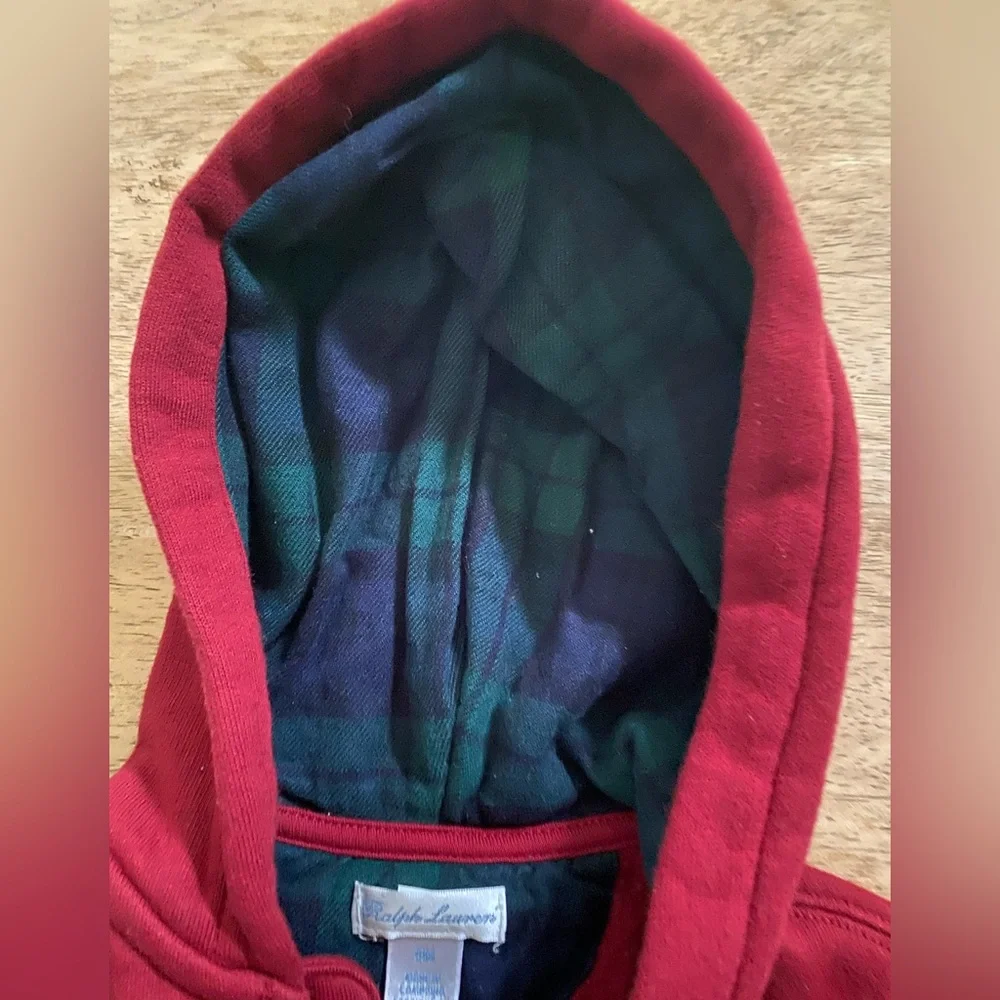 Ralph Lauren Infant Sz 18m Brick Red Fleece Full Zip Polo Hoodie‎